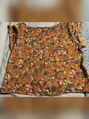 Vintage FARM Rio Mustard Floral Short Sleeve Blouse